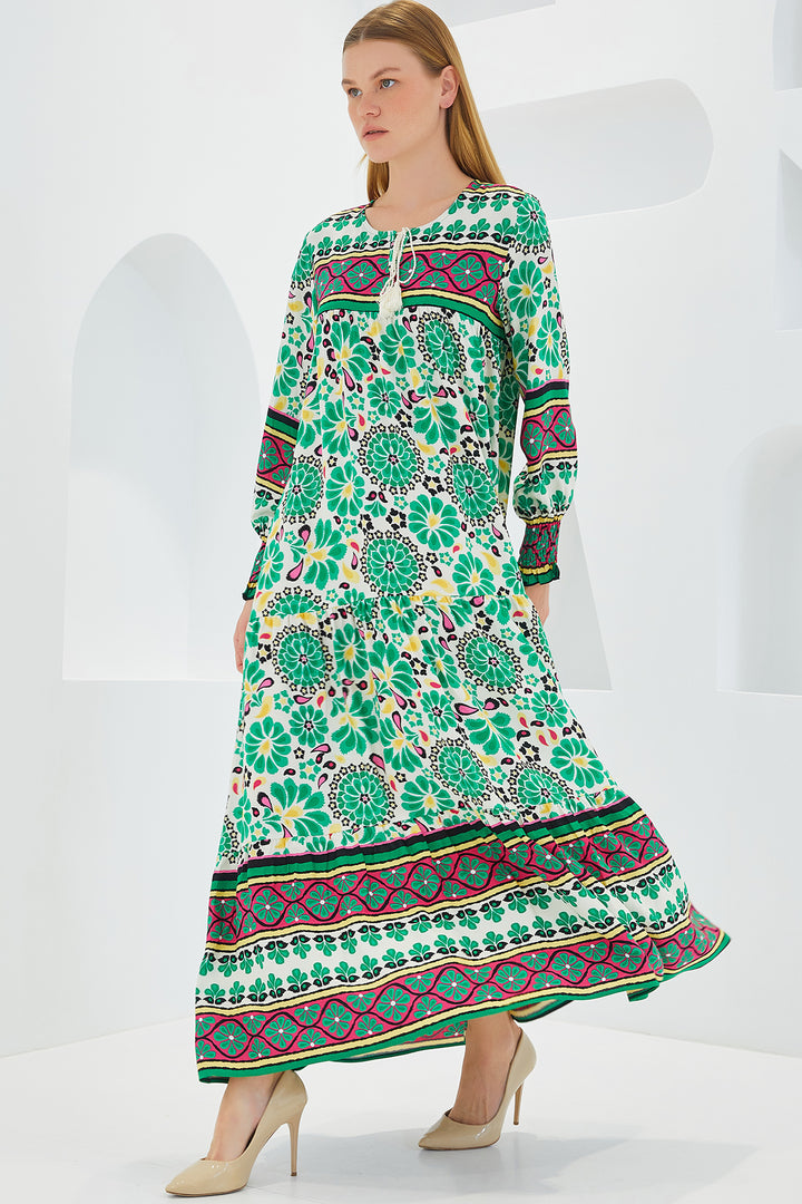 Bigdart Robe Longue en Viscose à Motifs Rouge Vert Femme 1947