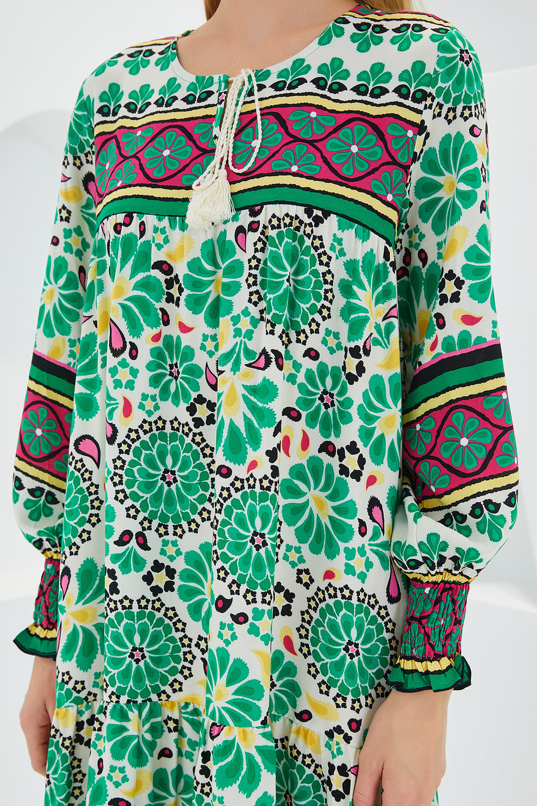 Bigdart Robe Longue en Viscose à Motifs Rouge Vert Femme 1947