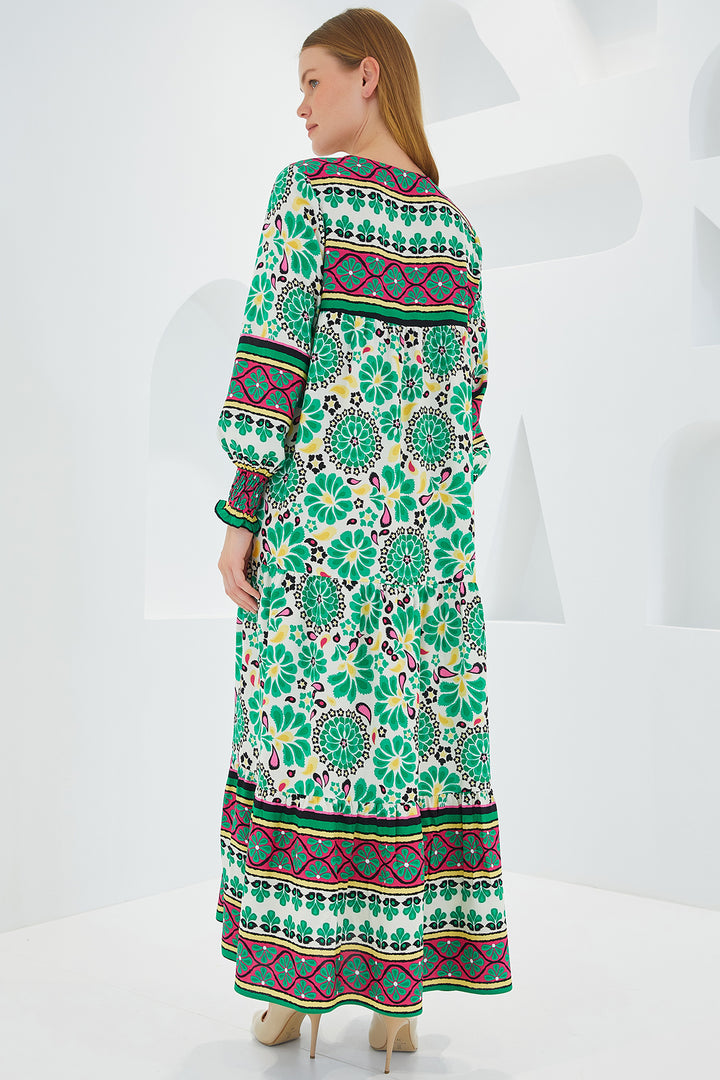 Bigdart Robe Longue en Viscose à Motifs Rouge Vert Femme 1947