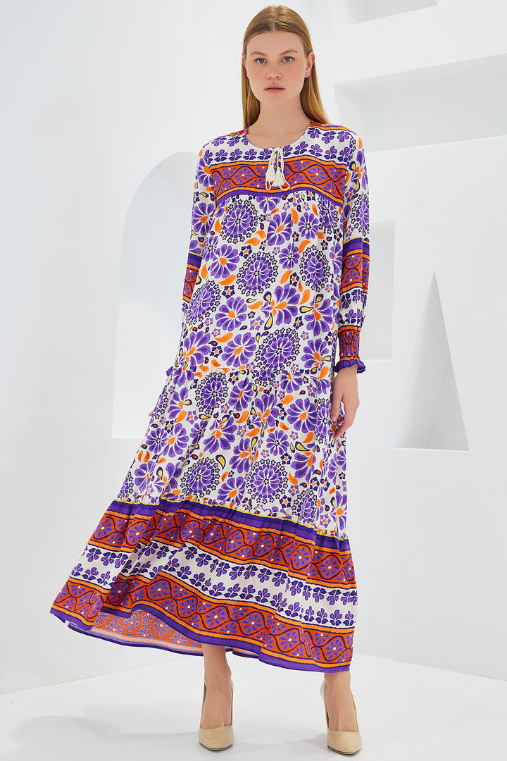 Bigdart Robe Longue en Viscose à Motifs Terre Cuite Violet Femme 1947