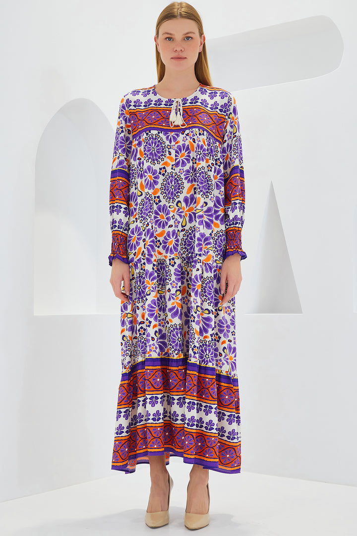 Bigdart Robe Longue en Viscose à Motifs Terre Cuite Violet Femme 1947