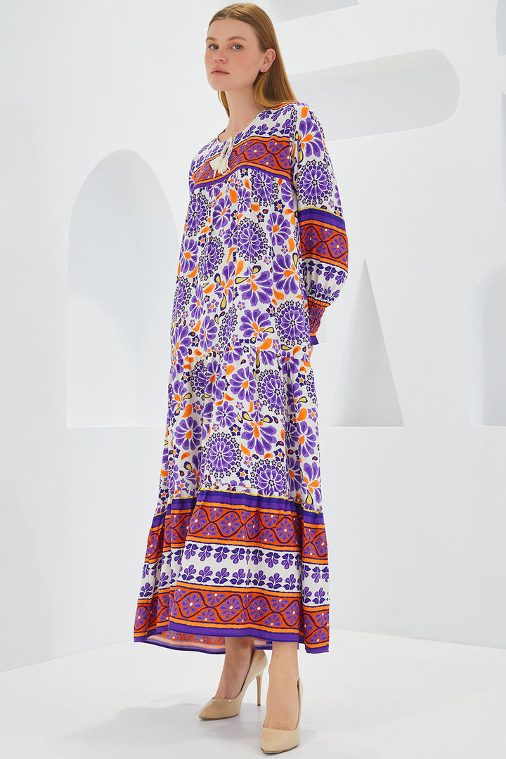 Bigdart Robe Longue en Viscose à Motifs Terre Cuite Violet Femme 1947