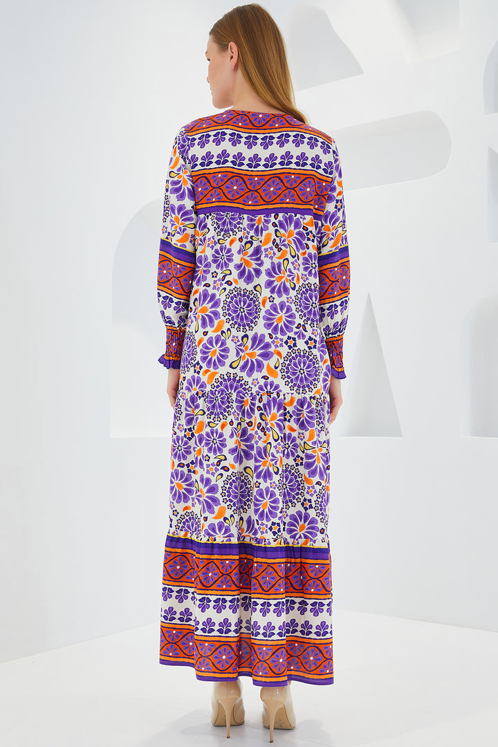 Bigdart Robe Longue en Viscose à Motifs Terre Cuite Violet Femme 1947