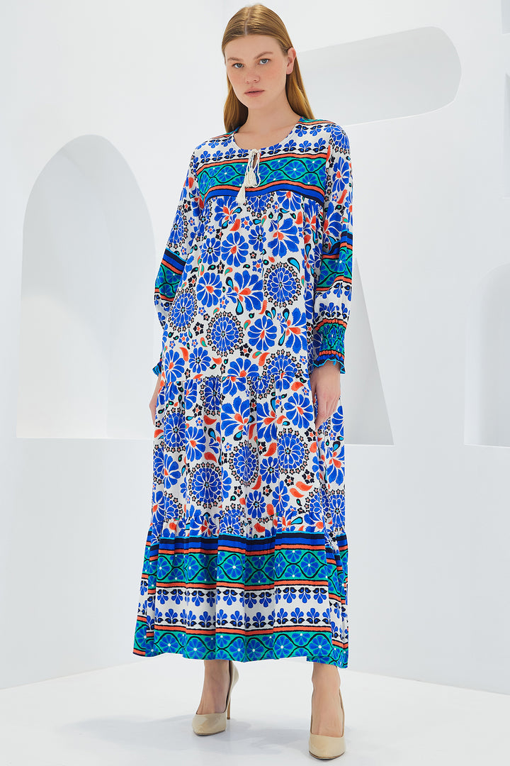 Bigdart Robe Longue en Viscose à Motifs Bleu Saphir Femme 1947