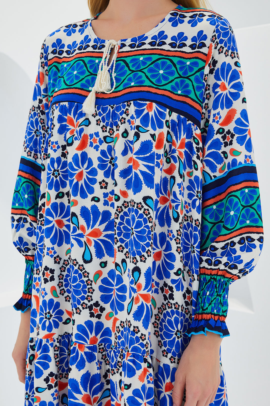 Bigdart Robe Longue en Viscose à Motifs Bleu Saphir Femme 1947