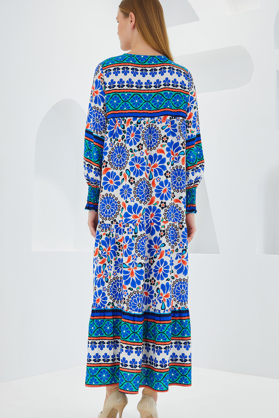 Bigdart Robe Longue en Viscose à Motifs Bleu Saphir Femme 1947