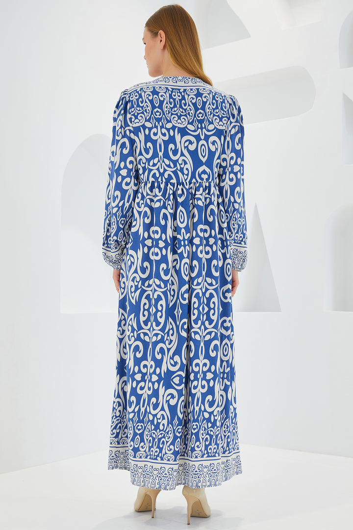 Bigdart Robe Longue en Viscose à Motifs Écru Indigo Femme 1947