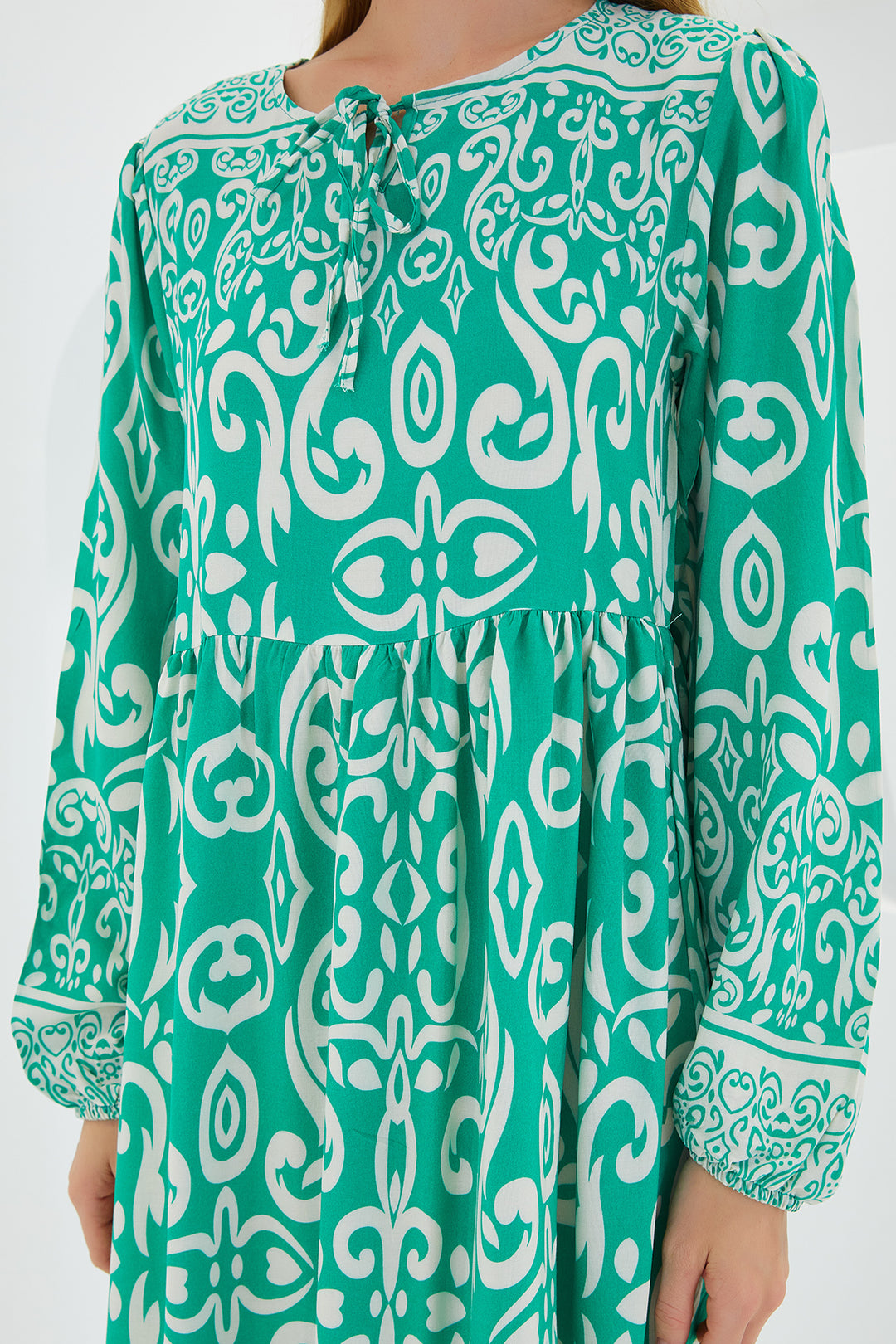 Bigdart Robe Longue en Viscose à Motifs Écru Vert Femme 1947