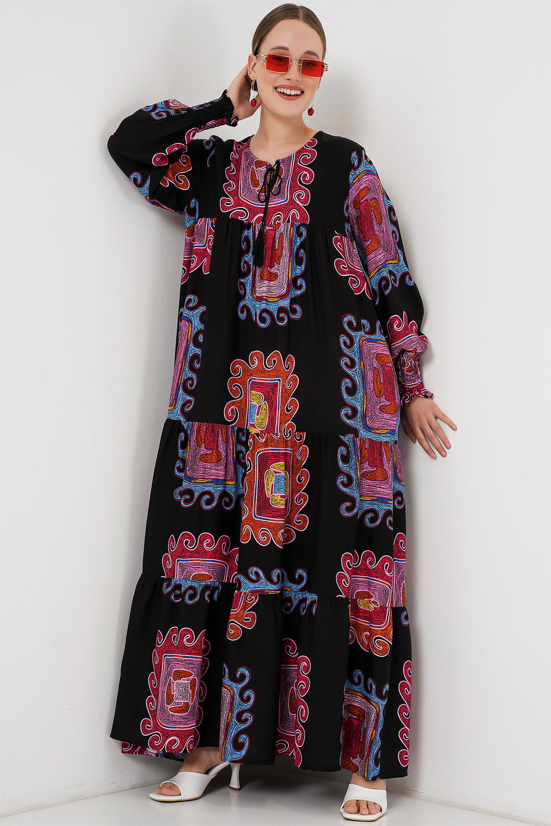Bigdart Robe longue à motifs 1947 - m. Rouge