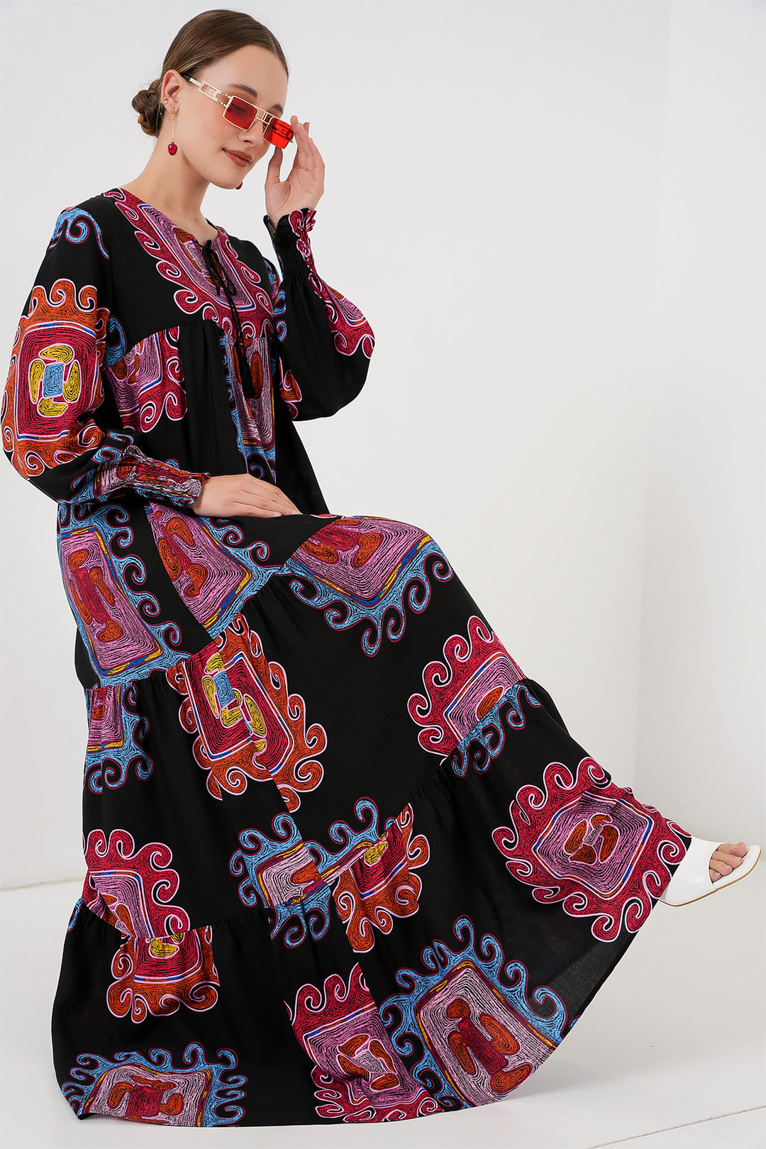 Bigdart Robe longue à motifs 1947 - m. Rouge