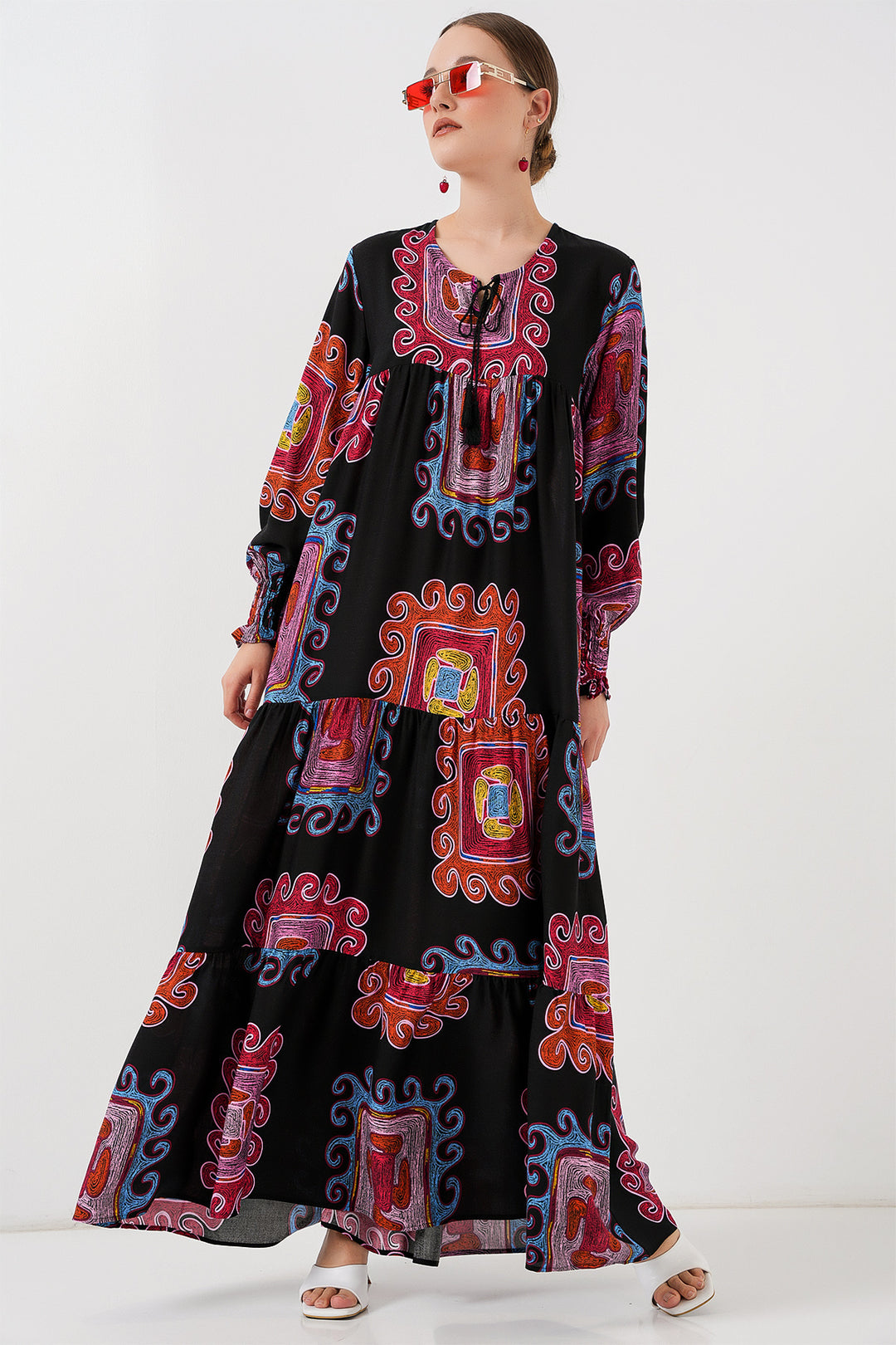 Bigdart Robe longue à motifs 1947 - m. Rouge
