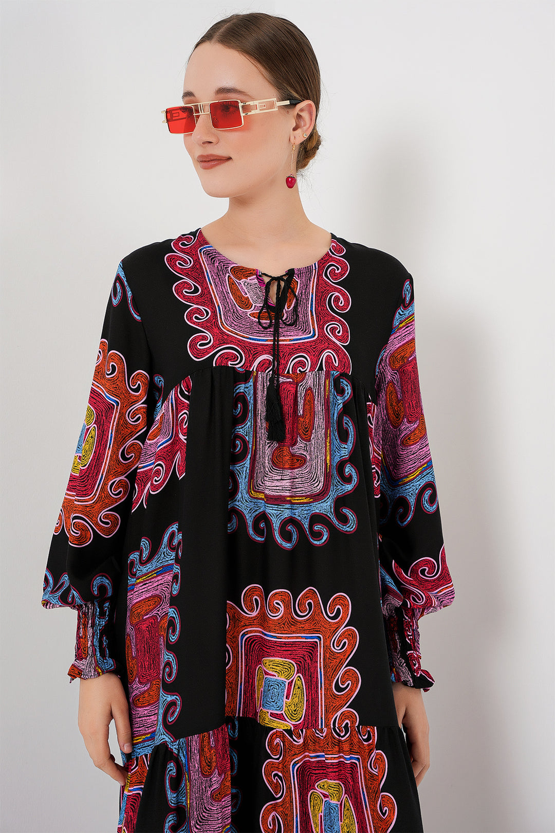 Bigdart Robe longue à motifs 1947 - m. Rouge