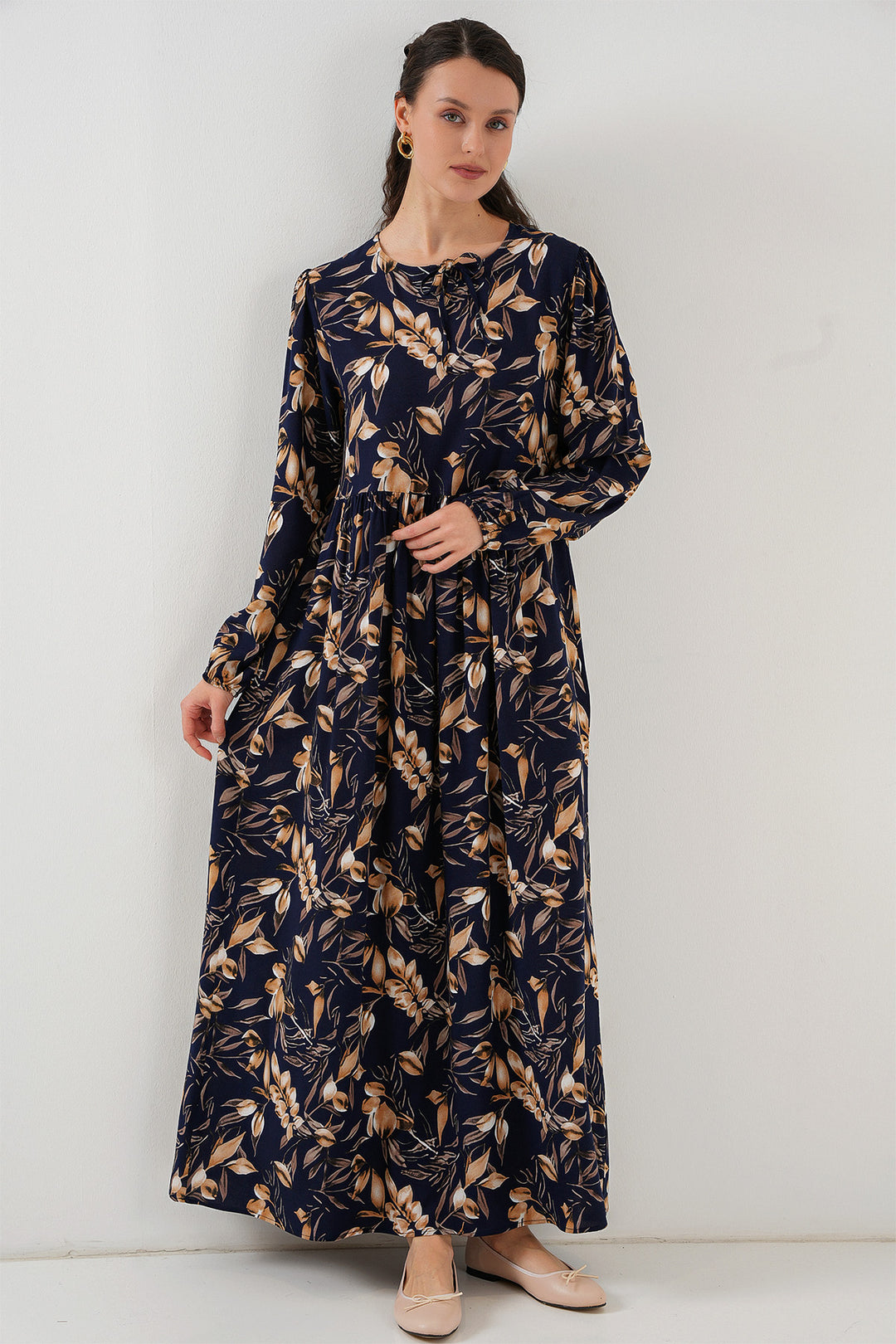 Bigdart Robe longue à motifs 1947 - M. Bleu marine