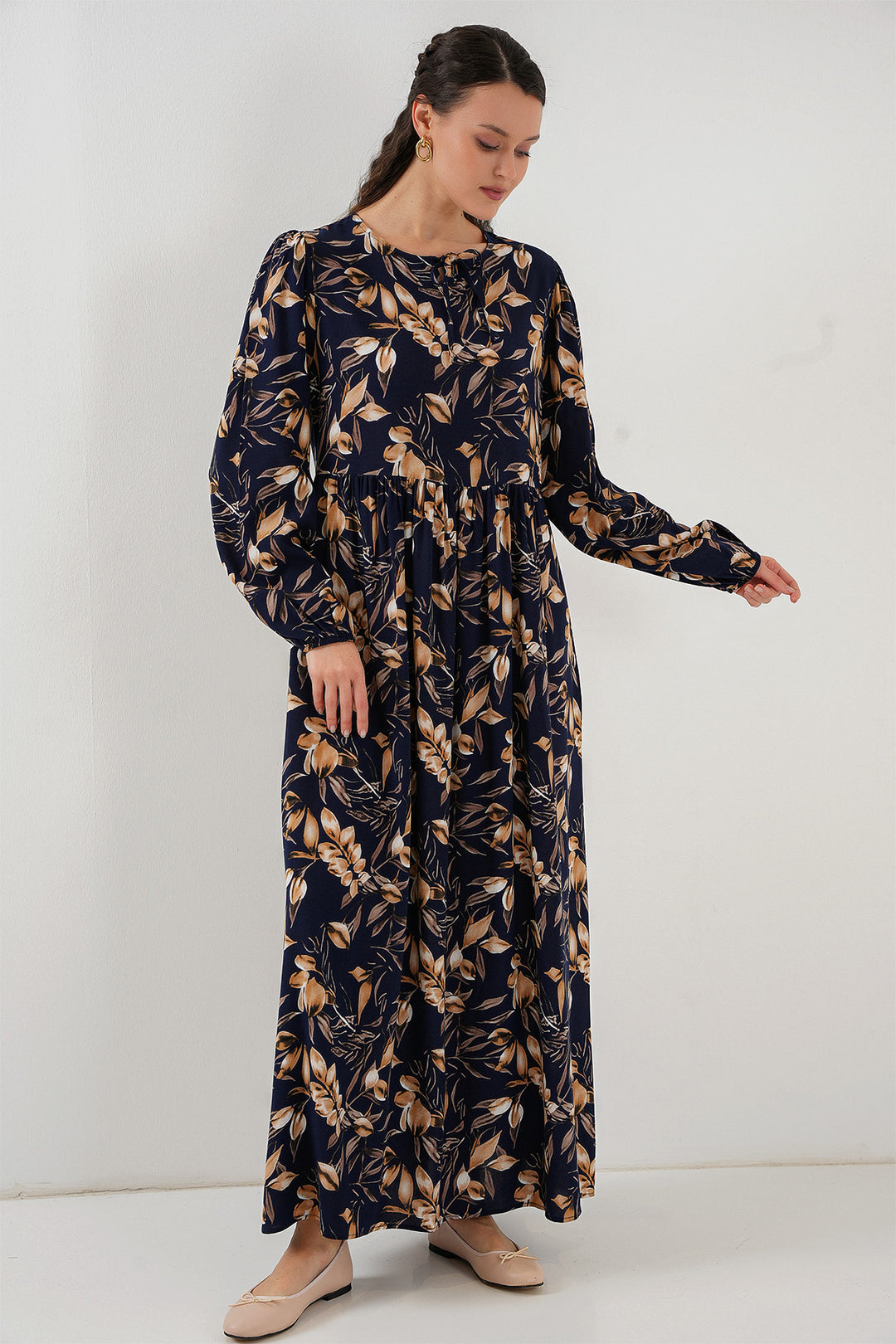 Bigdart Robe longue à motifs 1947 - M. Bleu marine