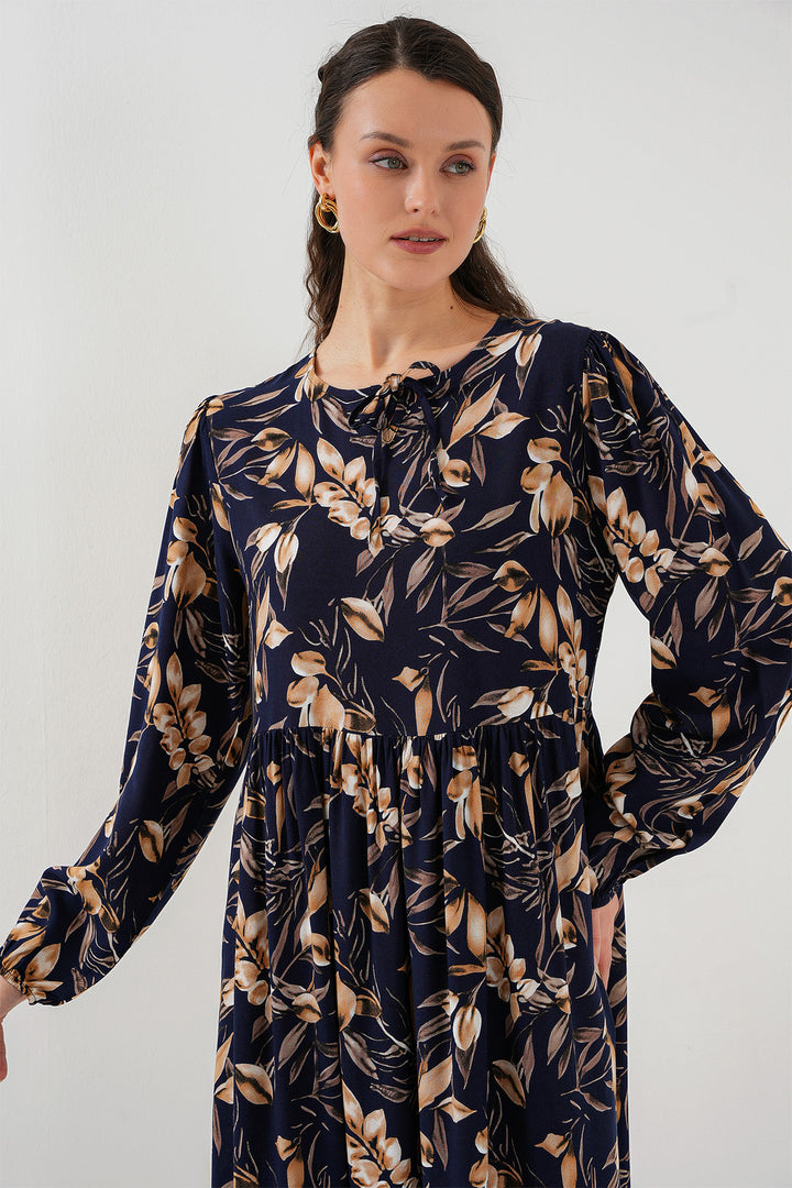 Bigdart Robe longue à motifs 1947 - M. Bleu marine