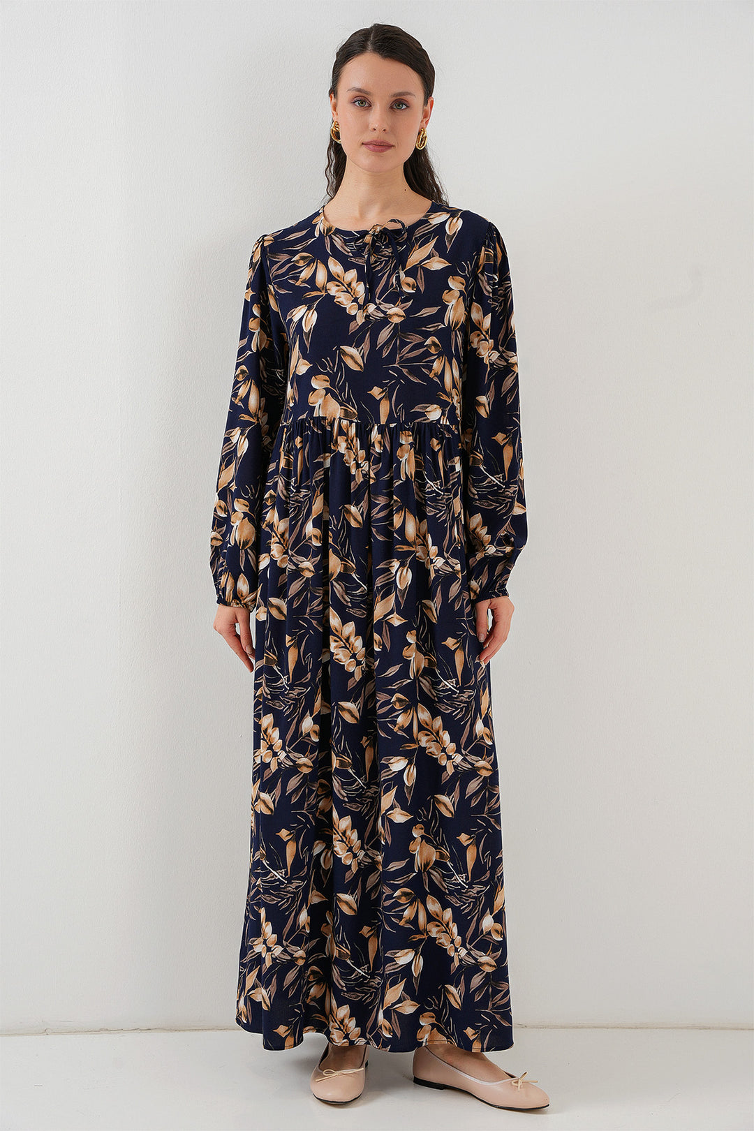 Bigdart Robe longue à motifs 1947 - M. Bleu marine