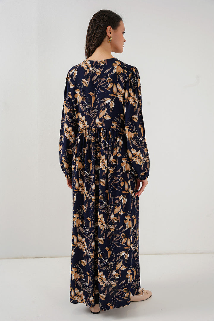 Bigdart Robe longue à motifs 1947 - M. Bleu marine