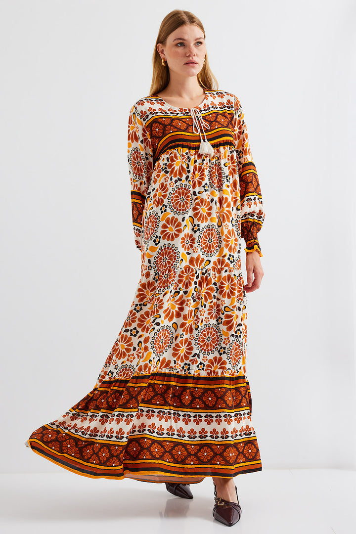 Bigdart 1947 Robe longue à motifs - Marron foncé