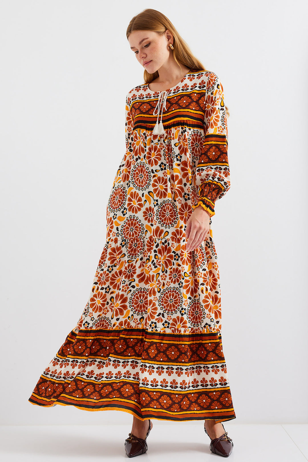 Bigdart 1947 Robe longue à motifs - Marron foncé