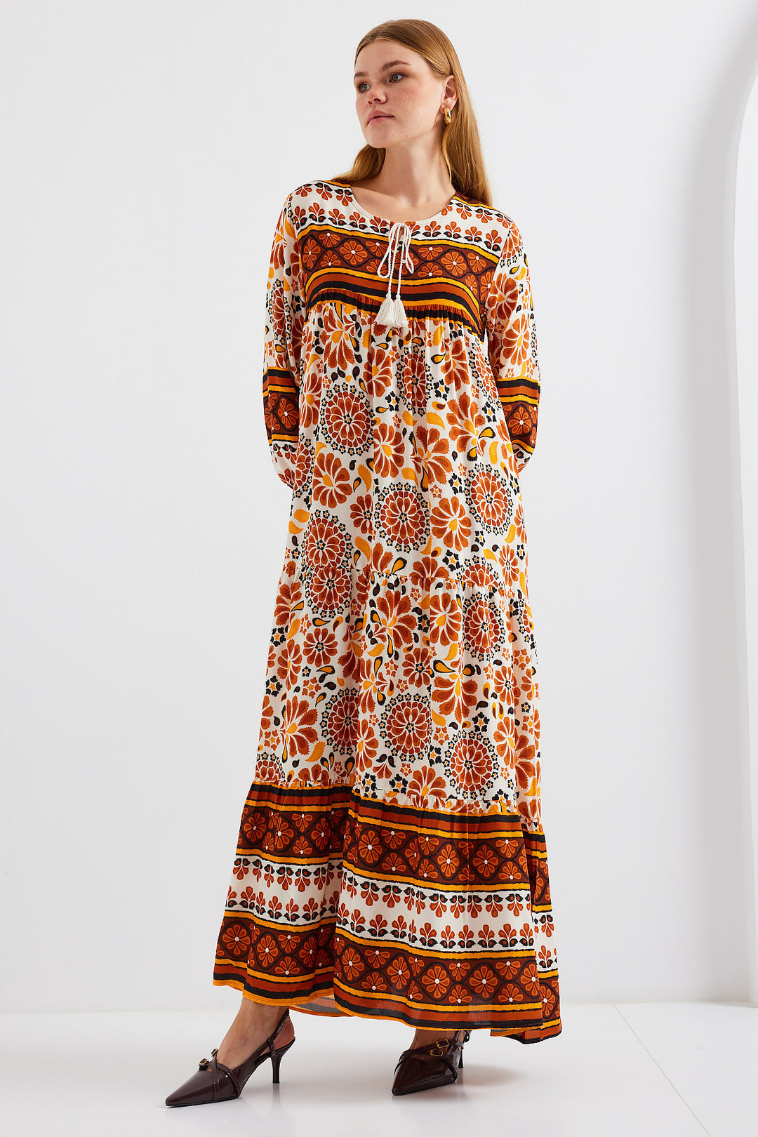 Bigdart 1947 Robe longue à motifs - Marron foncé