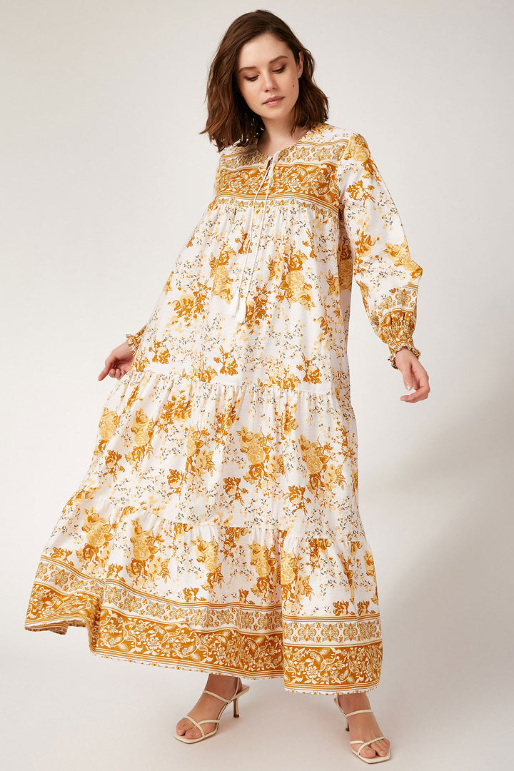 Bigdart 1947 Robe longue à motifs - Moutarde