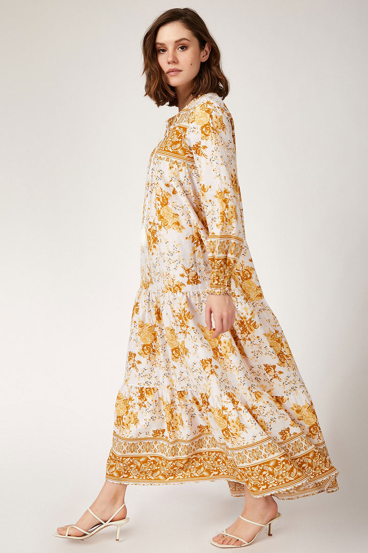 Bigdart 1947 Robe longue à motifs - Moutarde