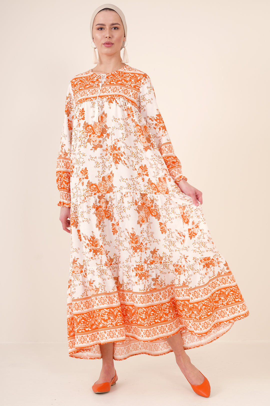 Bigdart Robe longue à motifs 1947 - Orange