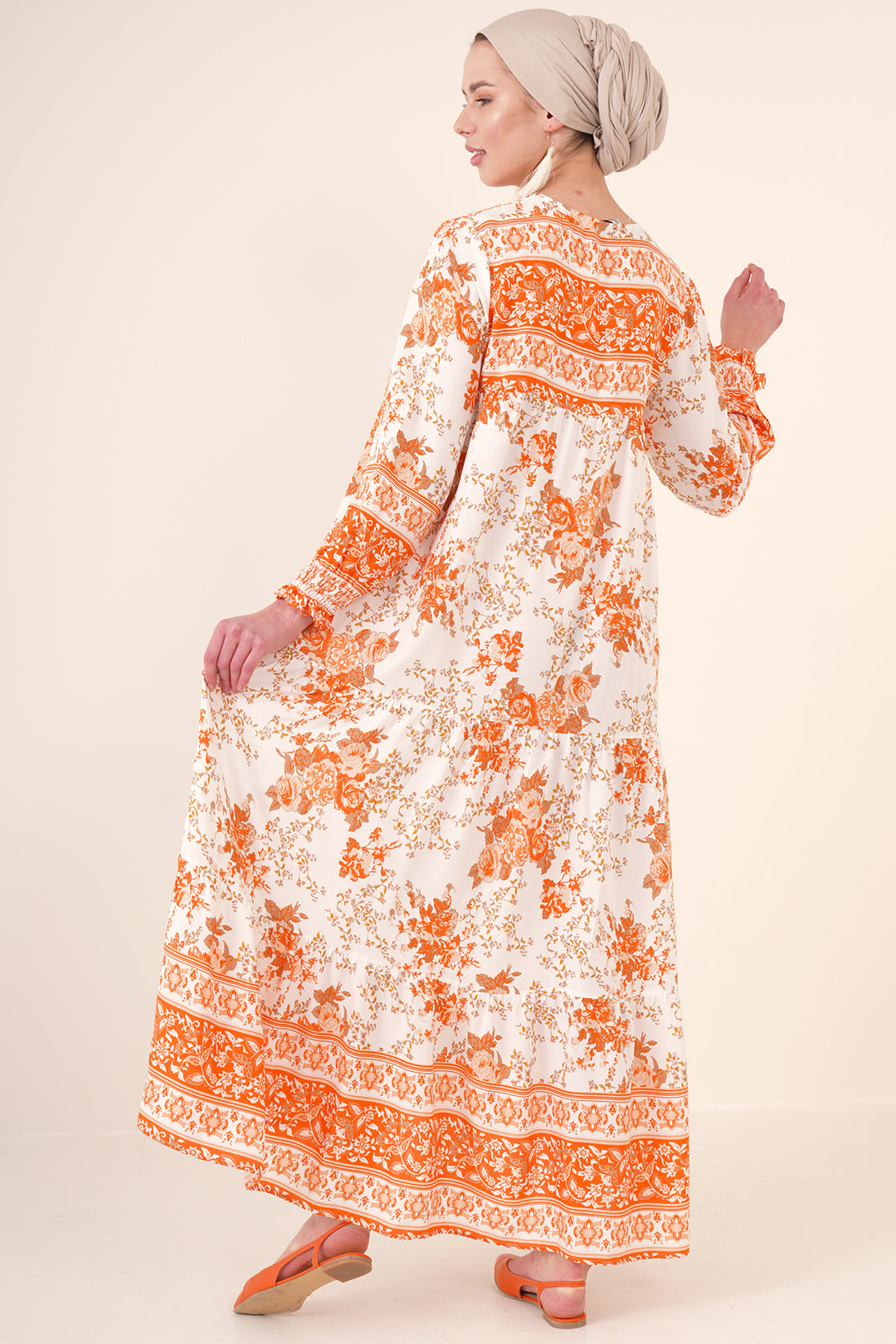 Bigdart Robe longue à motifs 1947 - Orange