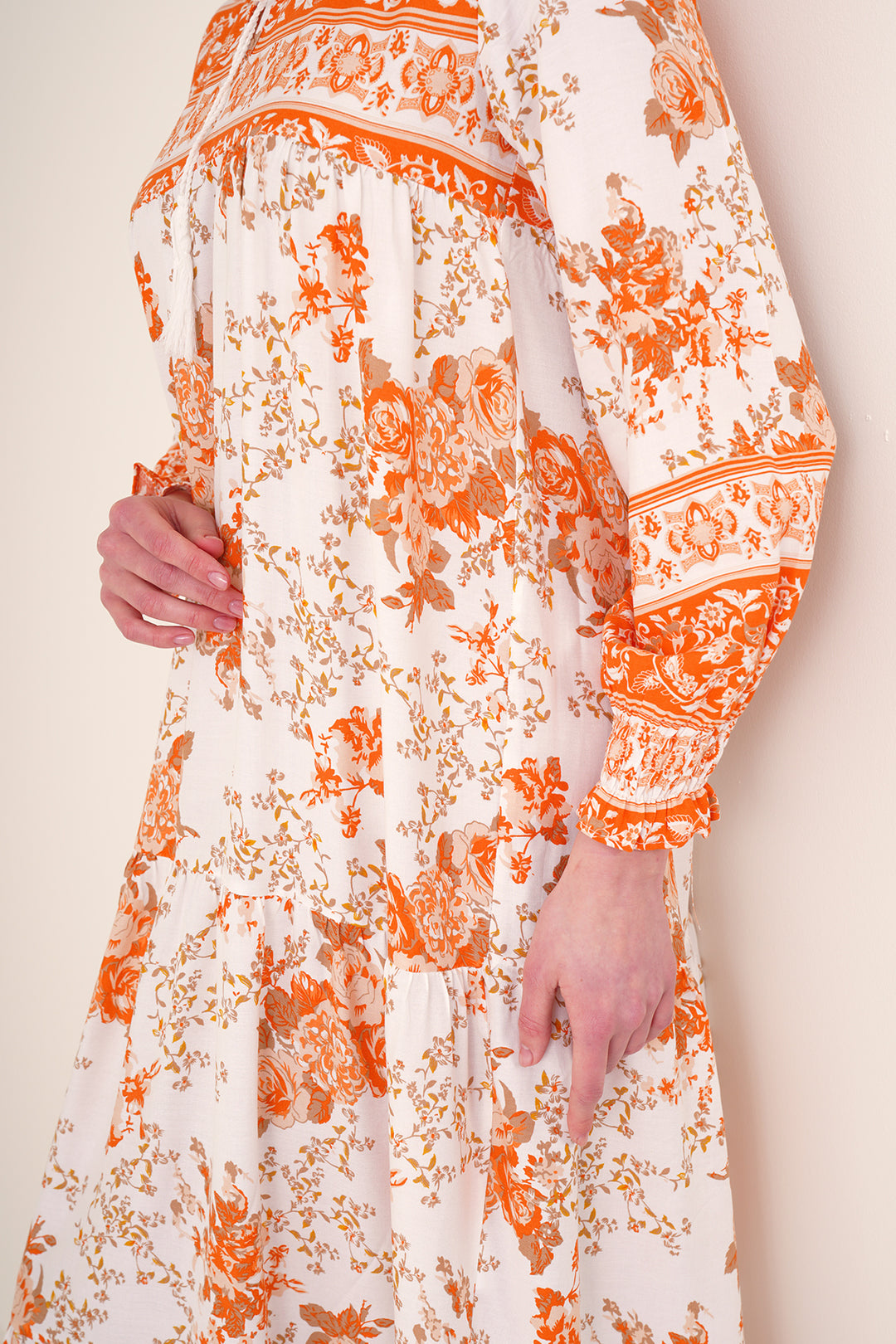 Bigdart Robe longue à motifs 1947 - Orange
