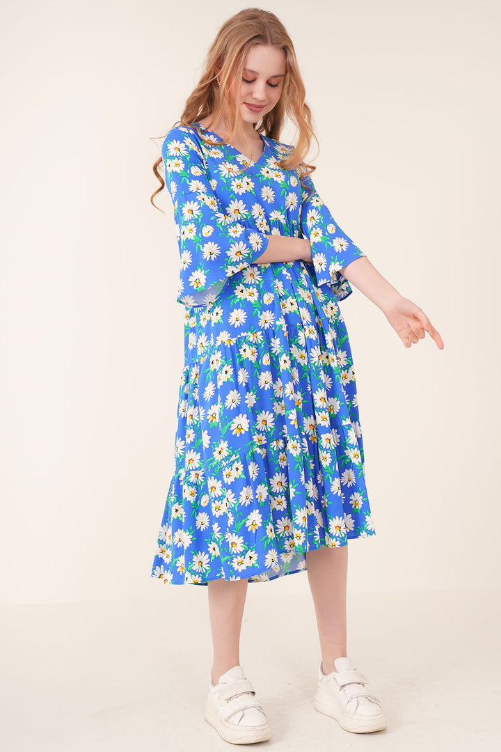 Bigdart Robe 1959 en viscose à motifs - Bleu roi