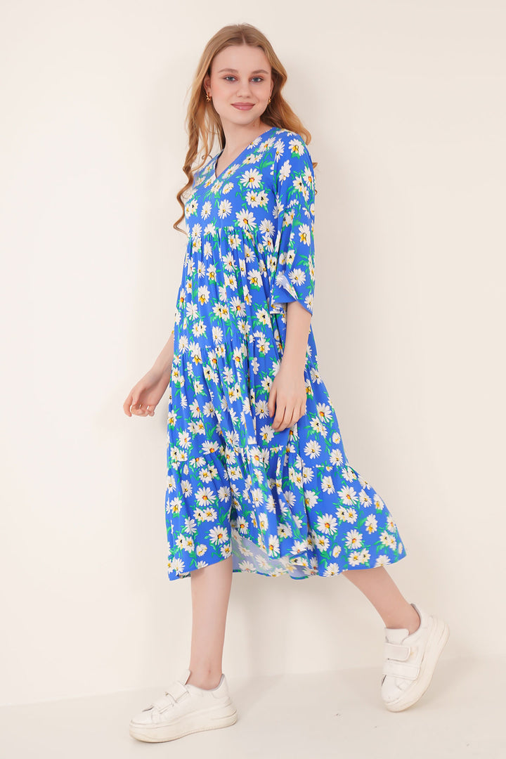 Bigdart Robe 1959 en viscose à motifs - Bleu roi