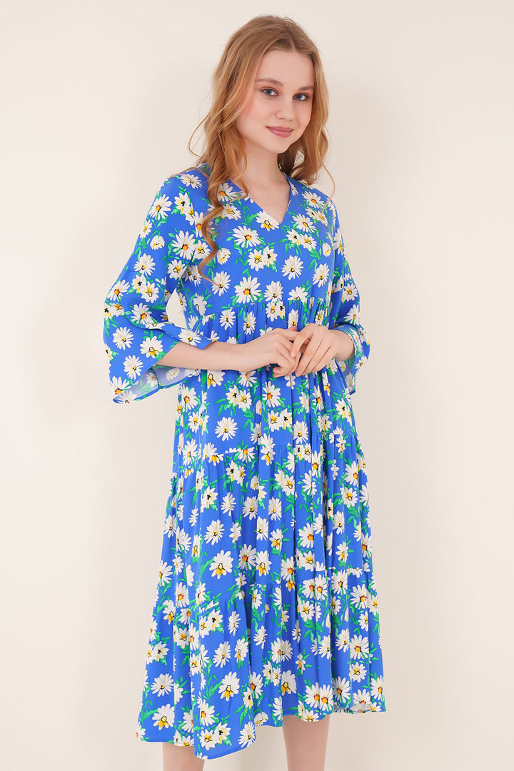 Bigdart Robe 1959 en viscose à motifs - Bleu roi