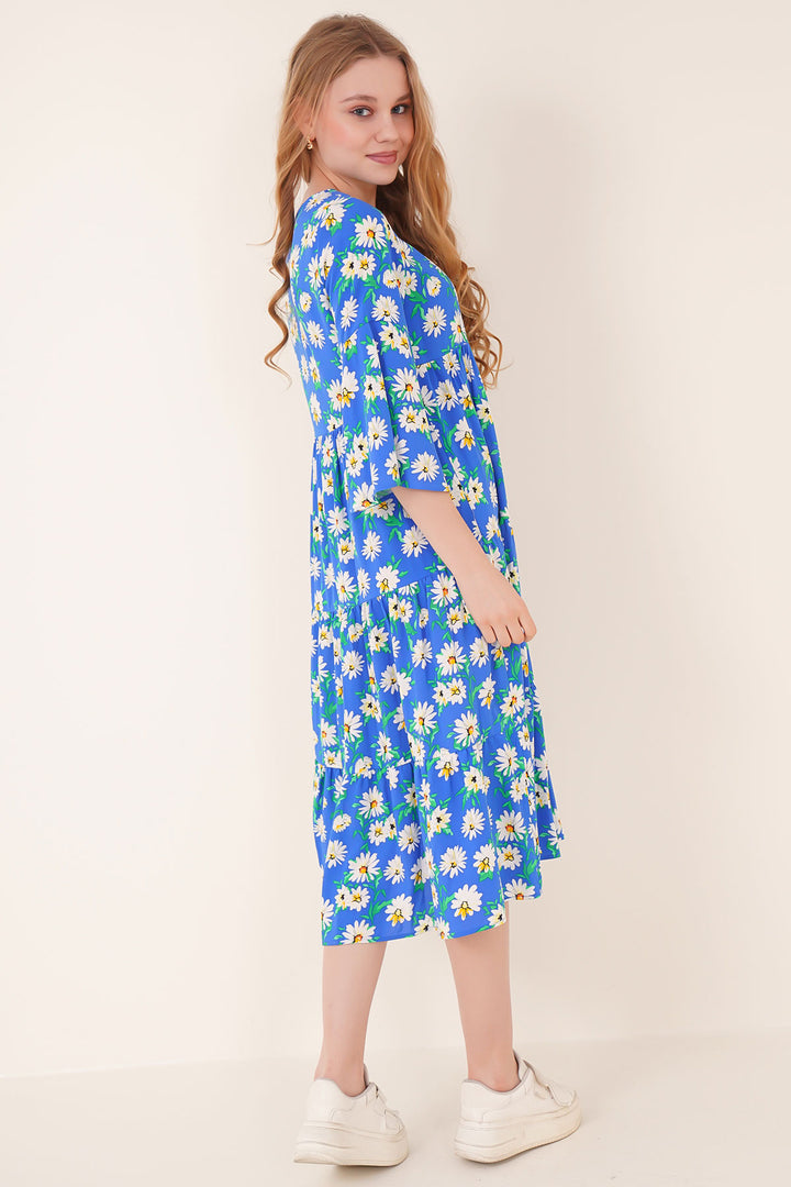 Bigdart Robe 1959 en viscose à motifs - Bleu roi