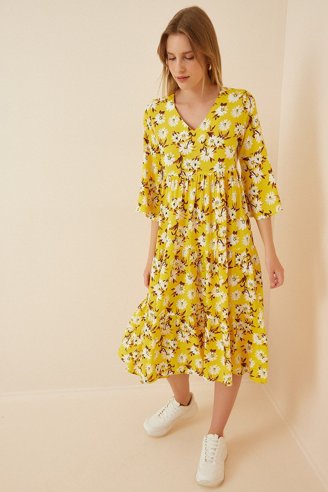 Bigdart 1959 Robe en viscose à motifs - Jaune