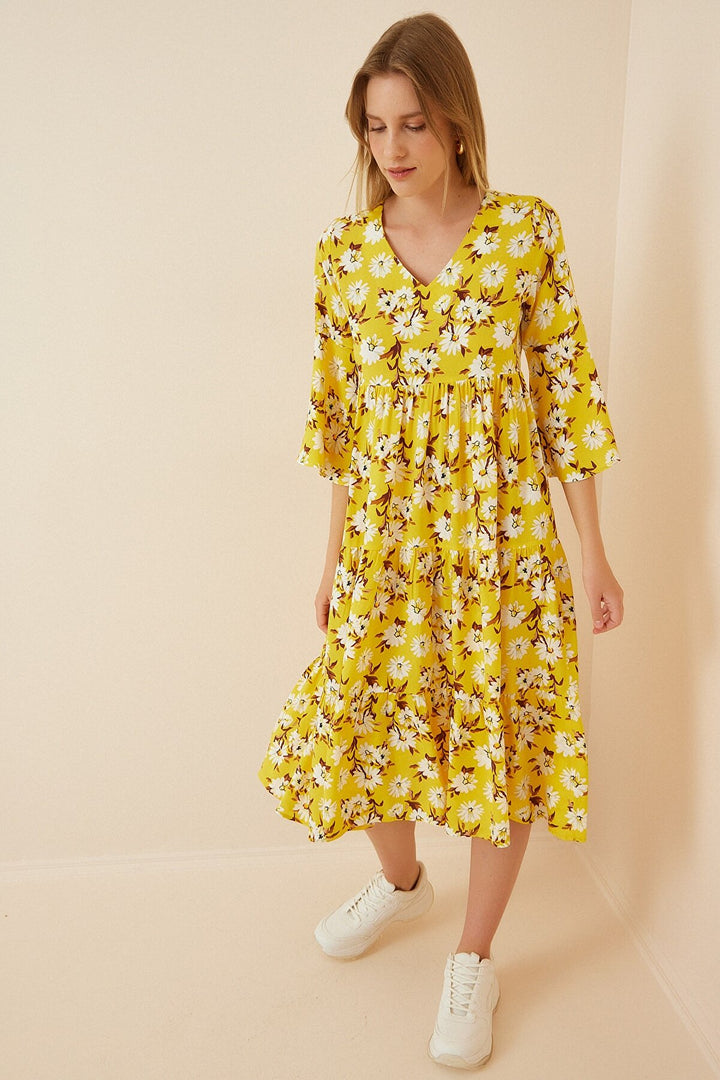 Bigdart 1959 Robe en viscose à motifs - Jaune