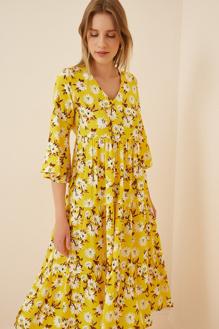 Bigdart 1959 Robe en viscose à motifs - Jaune