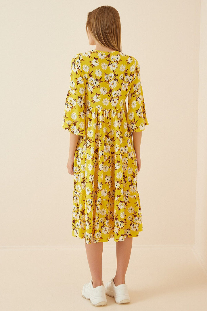 Bigdart 1959 Robe en viscose à motifs - Jaune