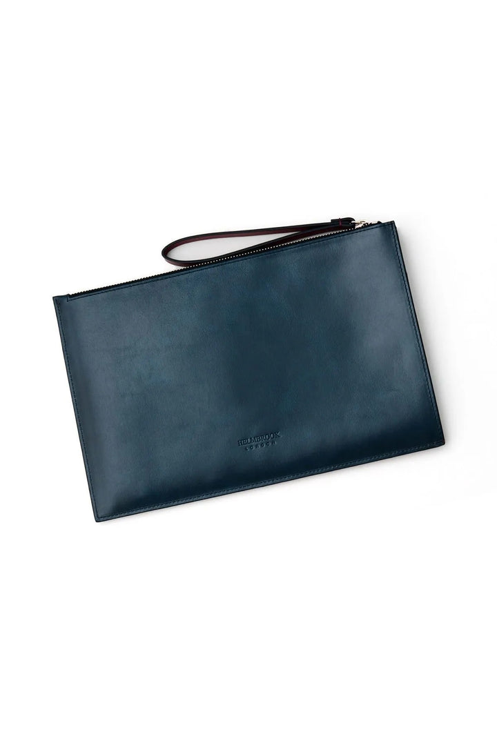 helmbrook Sac pour femme en cuir bleu marine avec fermeture éclair Rfid Shielded Portfolio de Beverly avec poche
