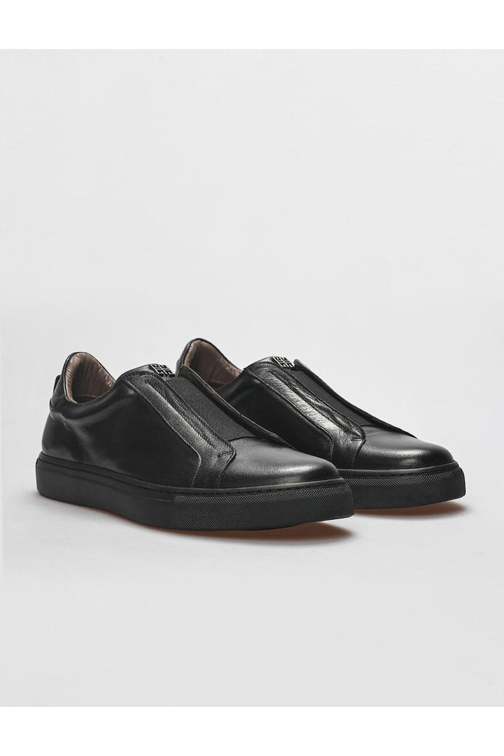 Cabani Shoes Chaussures de sport pour hommes en cuir véritable noir à lacets. - Noir