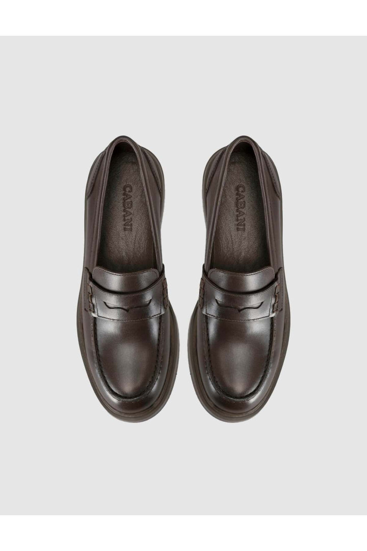 Cabani Shoes Chaussures Loafer pour femmes en cuir véritable à semelle épaisse marron - Multicolore