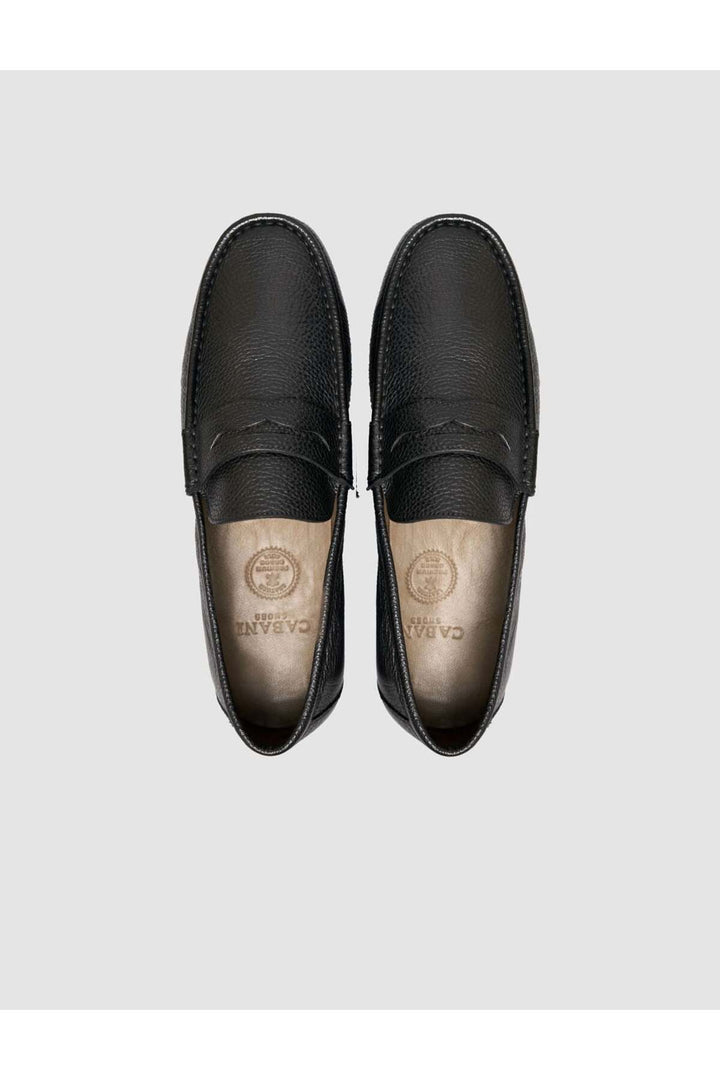 Cabani Shoes Chaussures Loafer pour hommes en cuir véritable texturé noir - Multicolore