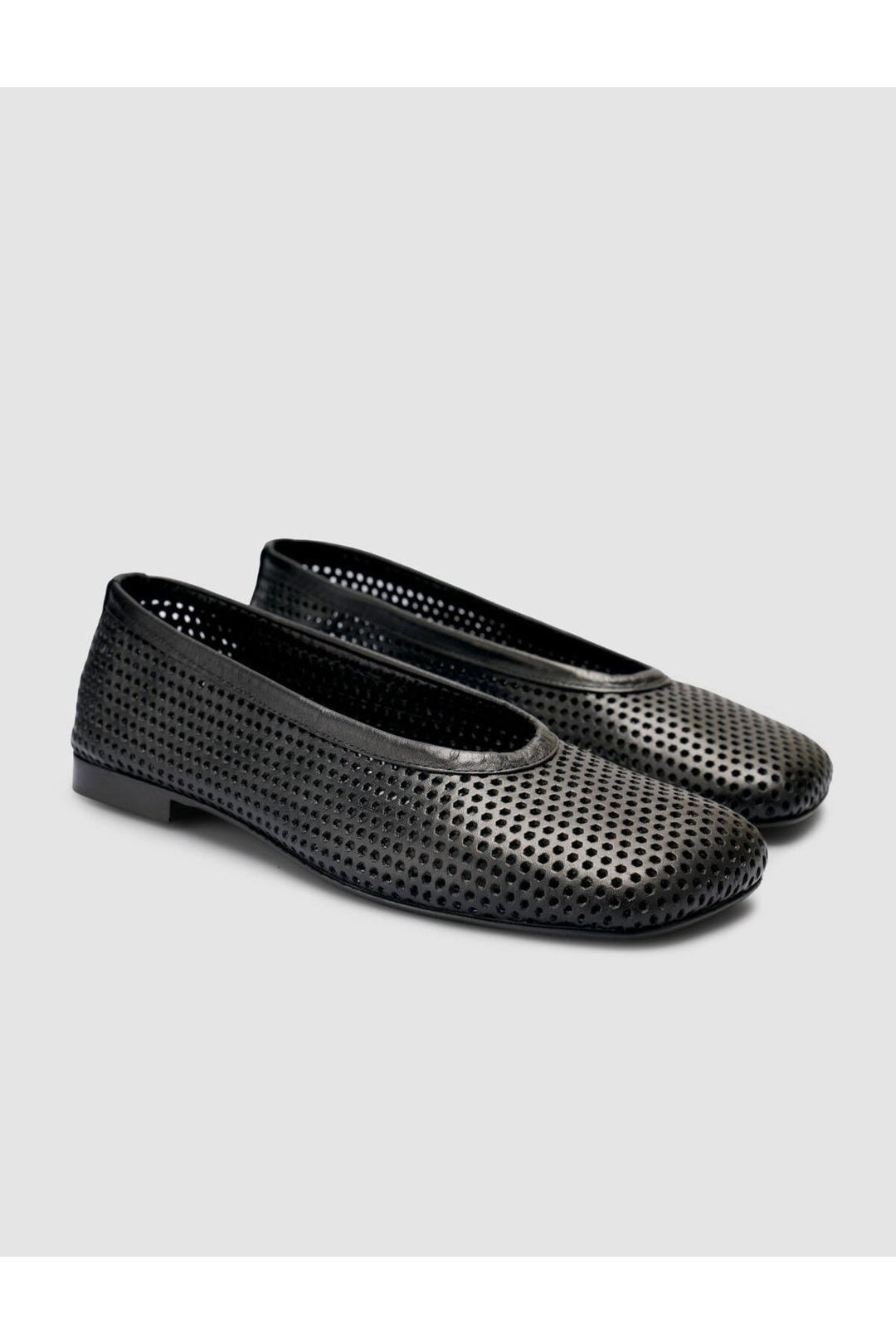 Cabani Shoes %100 Cuir véritable Ballerines noires perforées pour femmes - Noir
