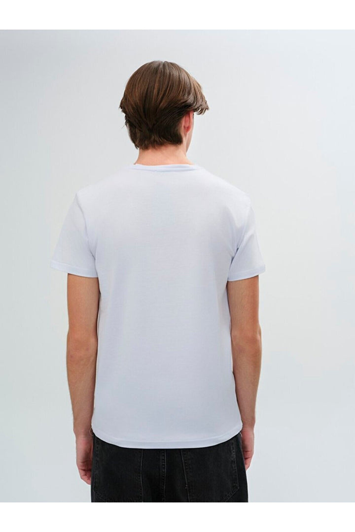 LTB T-shirt blanc à manches courtes slim Pressure avec encolure en V