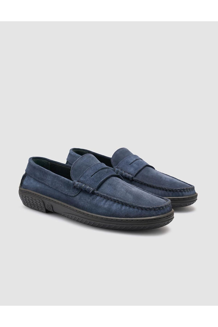 Cabani Shoes %100 Cuir Véritable Bleu marine Suédé Chaussures de Ville pour Homme - Bleu marine