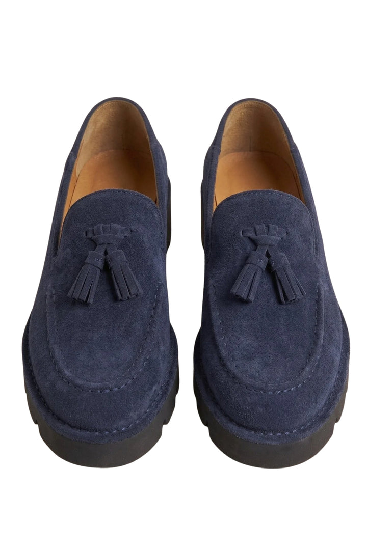 Wavelys ZAYN Chaussures Loafers Élégantes en Cuir Suédé Véritable pour Femmes - Bleu marine