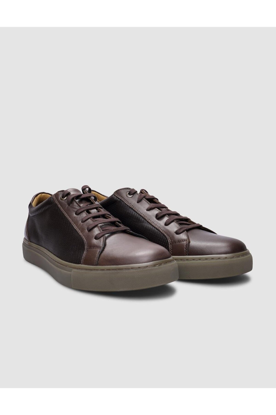 Cabani Shoes %100 Cuir véritable Baskets pour hommes à lacets marron - Marron