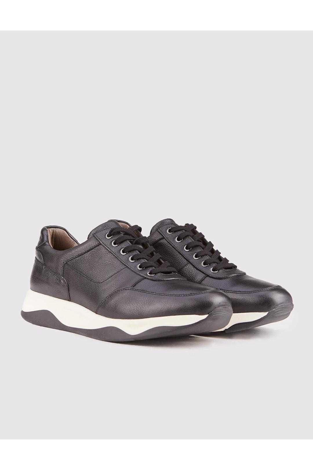 Cabani Shoes Chaussures de sport en cuir véritable pour homme, avec semelle prête, noires, à lacets. - Noir