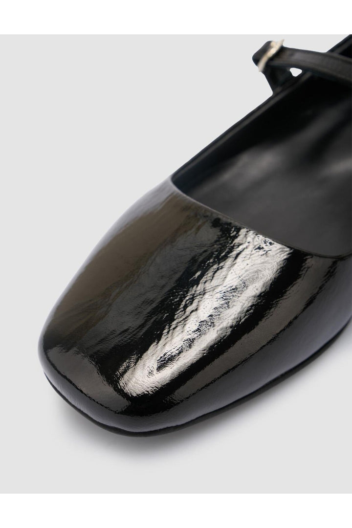 Cabani Shoes Ballerines femme en cuir véritable noir verni 100% - Noir