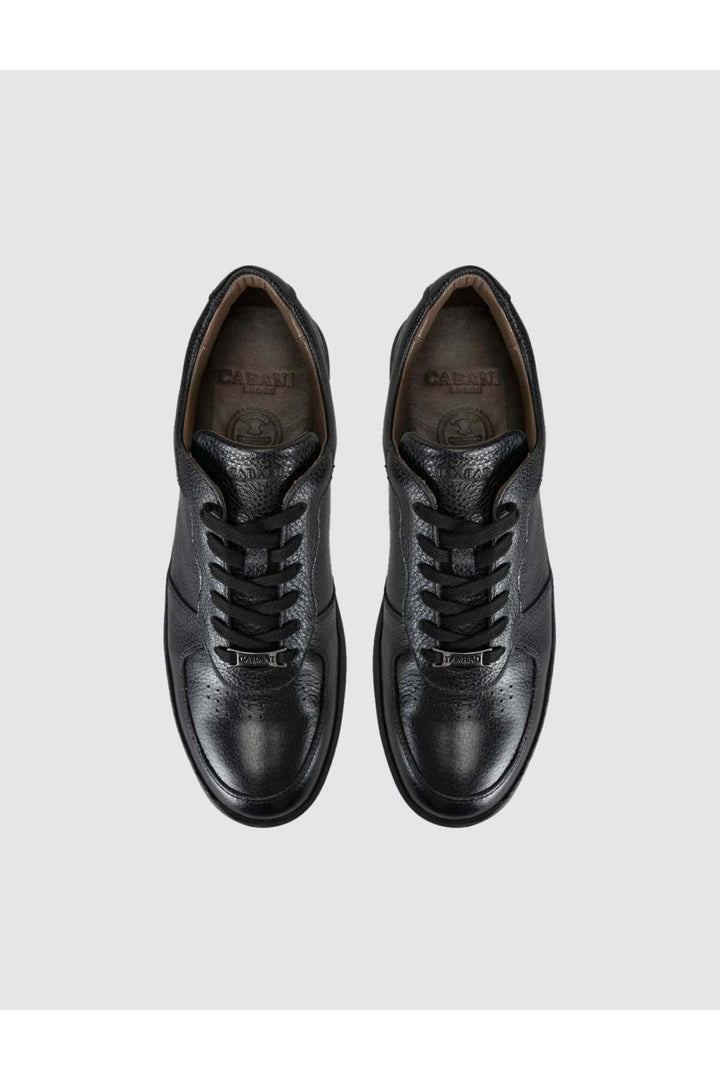 Cabani Shoes Baskets pour hommes en cuir véritable noir - Multicolore