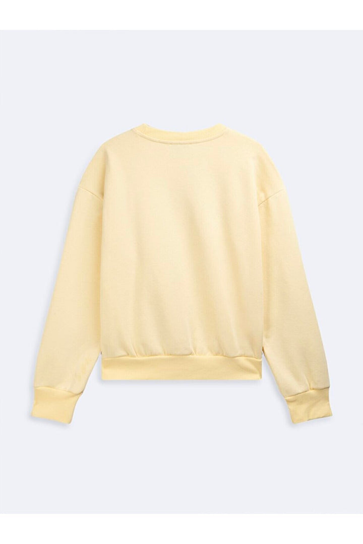LTB Sweat-shirt crème imprimé à col zéro et manches longues